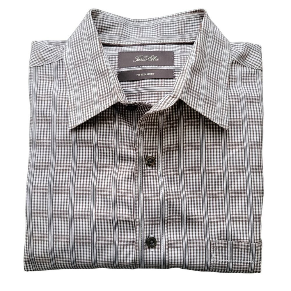 Tasso Elba Men's Fitted Button Down Shirt Size L - Picture 1 of 10